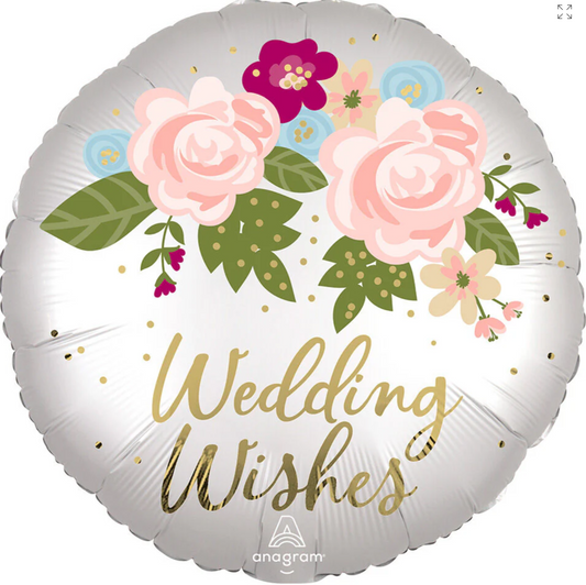 18" Wedding Wishes Mylar