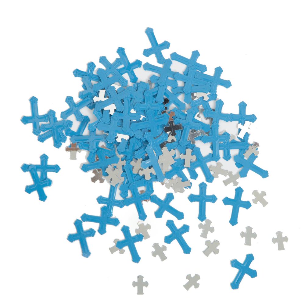 Blue Radiant Cross Communion Foil Confetti
