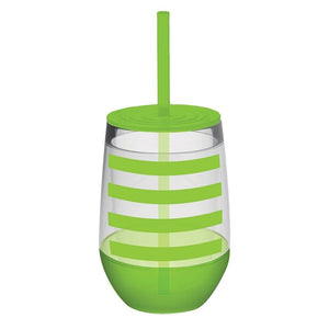 Stemless Tumbler with Lid & Straw - Green Stripe