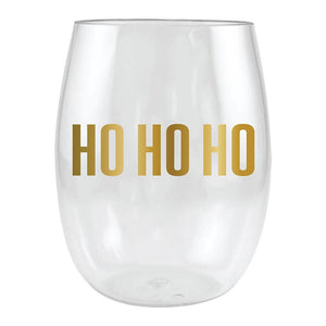 "Ho Ho Ho" Stemless Wine Glass