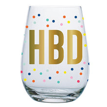 Load image into Gallery viewer, Stemless HBD Wineglass
