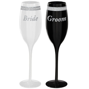 Bride and Groom Toasting Glasses