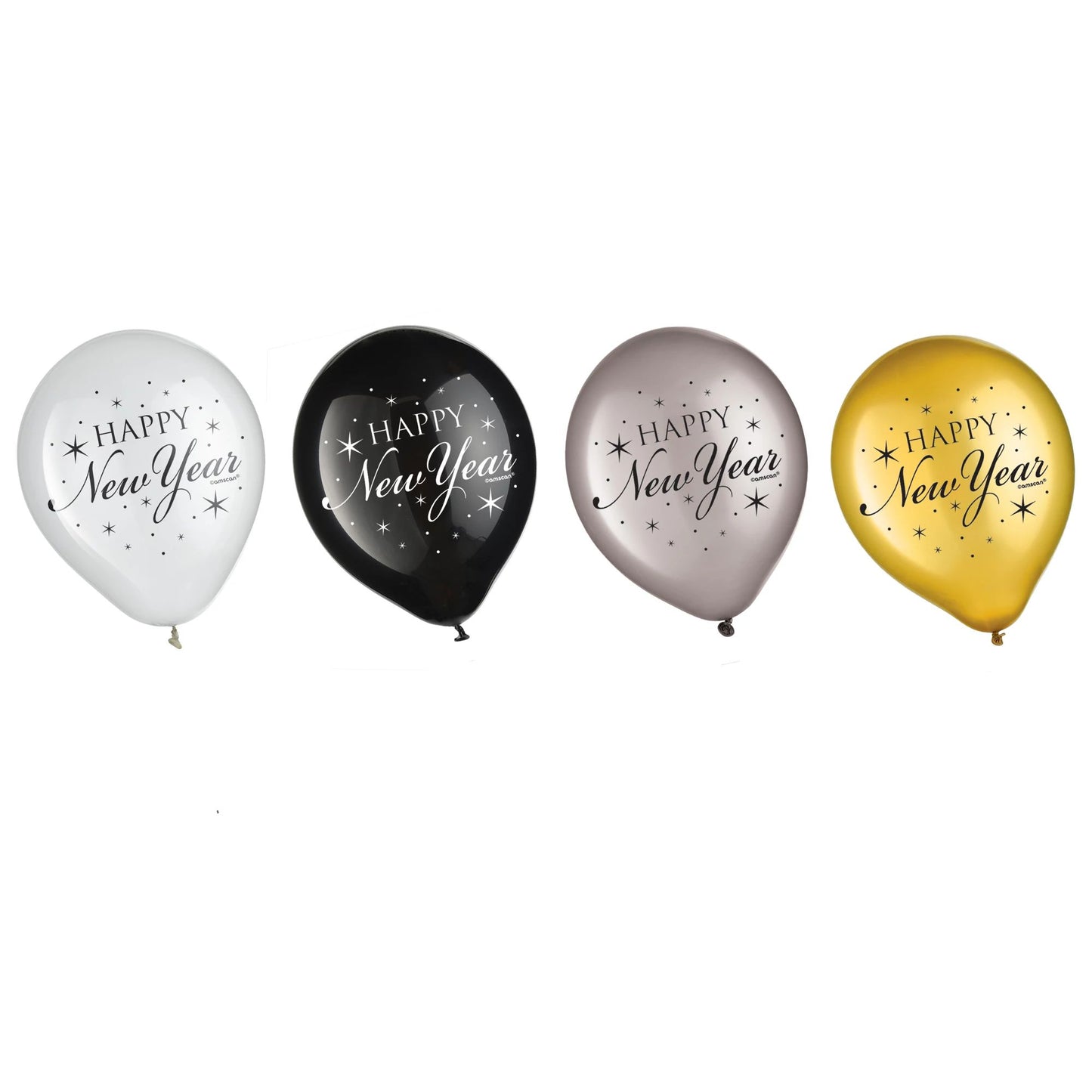 Latex Balloons - Black, Silver & Gold