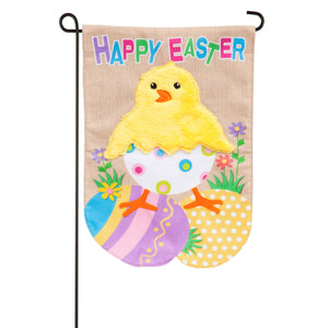 Easter Chick Burlap Garden Flag