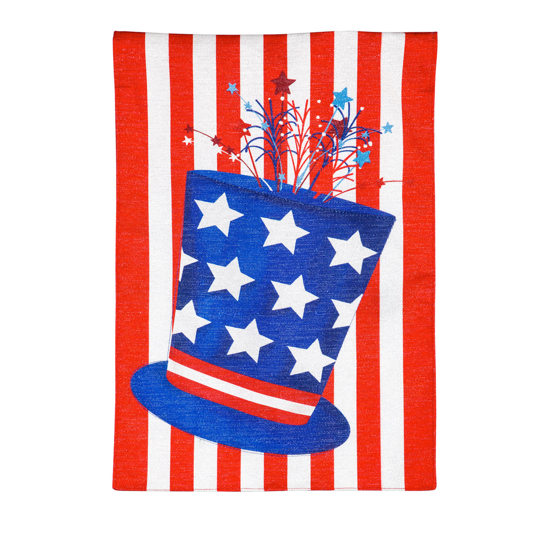 Patriotic Hat Garden Shimmer Linen Flag