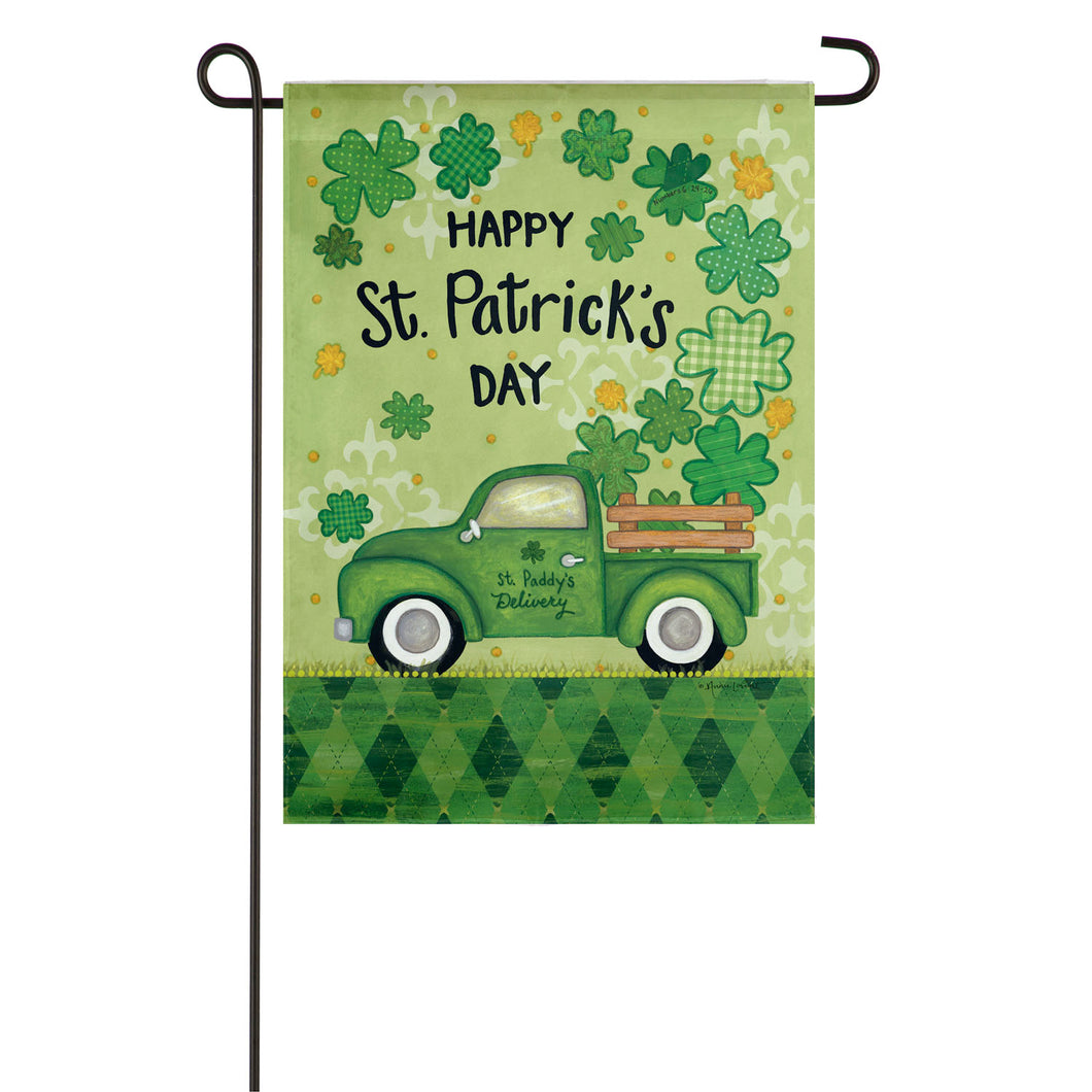 St. Patrick's Day Truck Suede Garden Flag