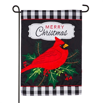 Merry Christmas Cardinal Garden Applique Flag