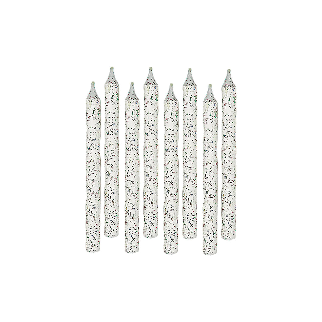 Large White Glitter Spiral Candles