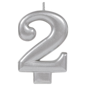 Metallic Silver Number Candle