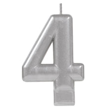 Load image into Gallery viewer, Metallic Silver Number Candle
