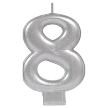 Load image into Gallery viewer, Metallic Silver Number Candle
