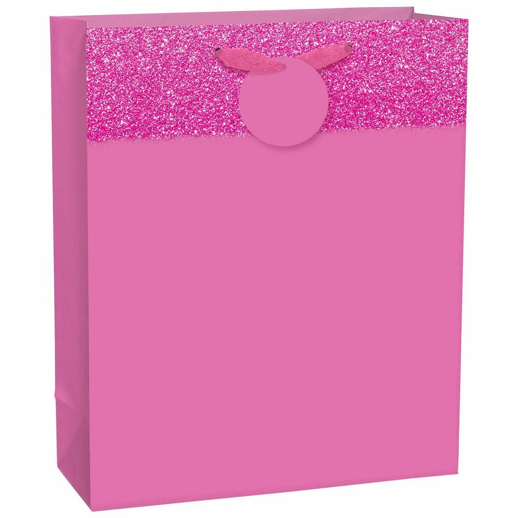 Matte Large Bag w/ Glitter Band - Bright Pink, with hangtag