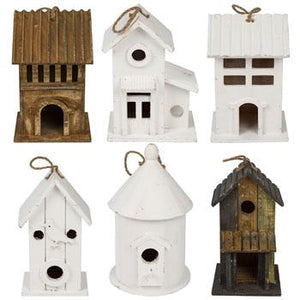BIRD HOUSE WOOD 6 ASSORTED STYLES AND SIZES
