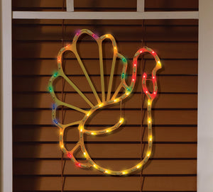 Lighted Turkey Window Decoration