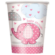 Load image into Gallery viewer, Umbrellaphants Pink Baby Shower Paper Goods
