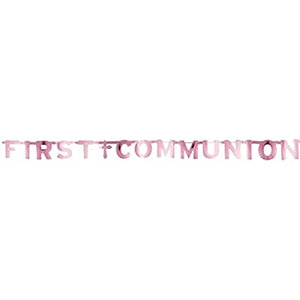 Pink First Communion Banner