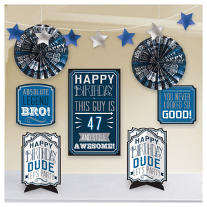 Happy Birthday Navy Add-An-Age Room Decoration Kit
