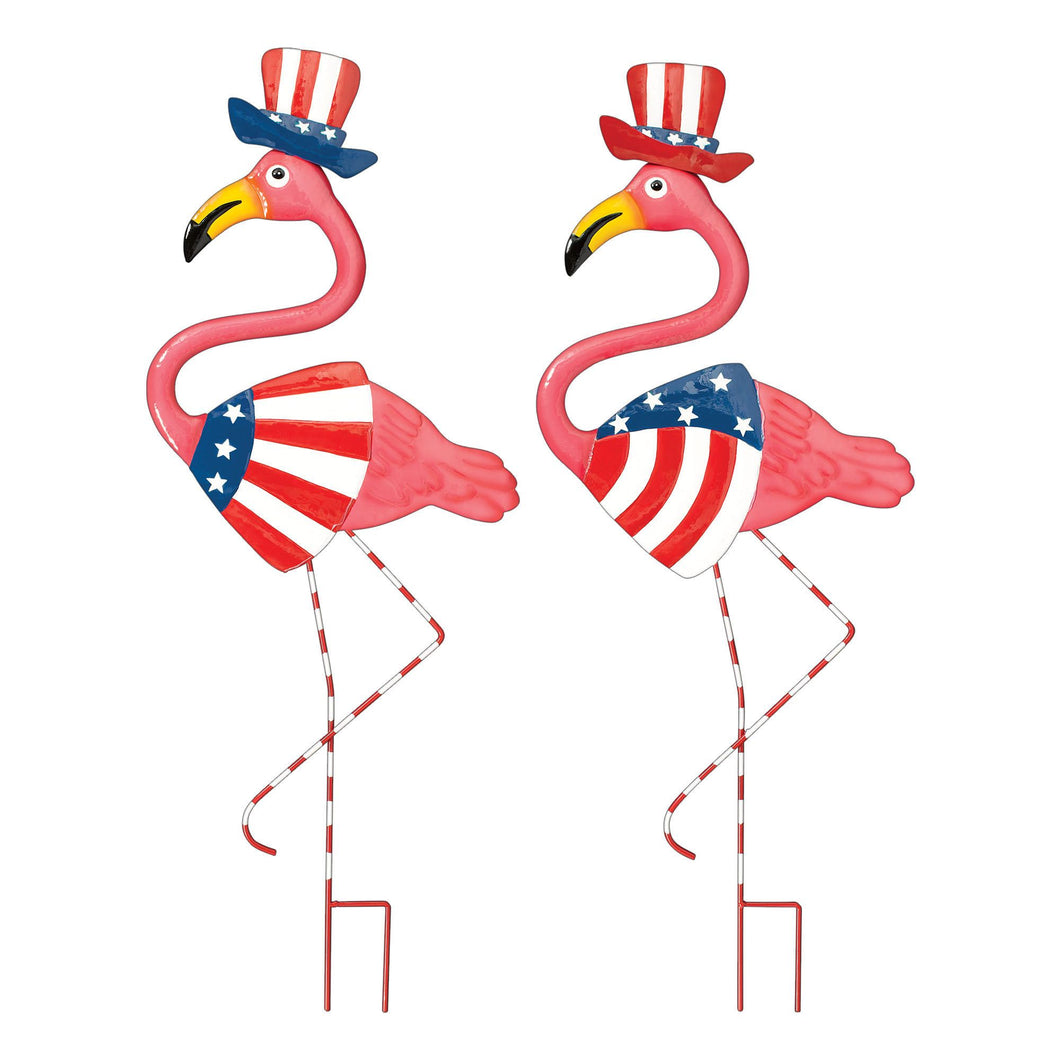 Patriotic Flamingo Yard Stake