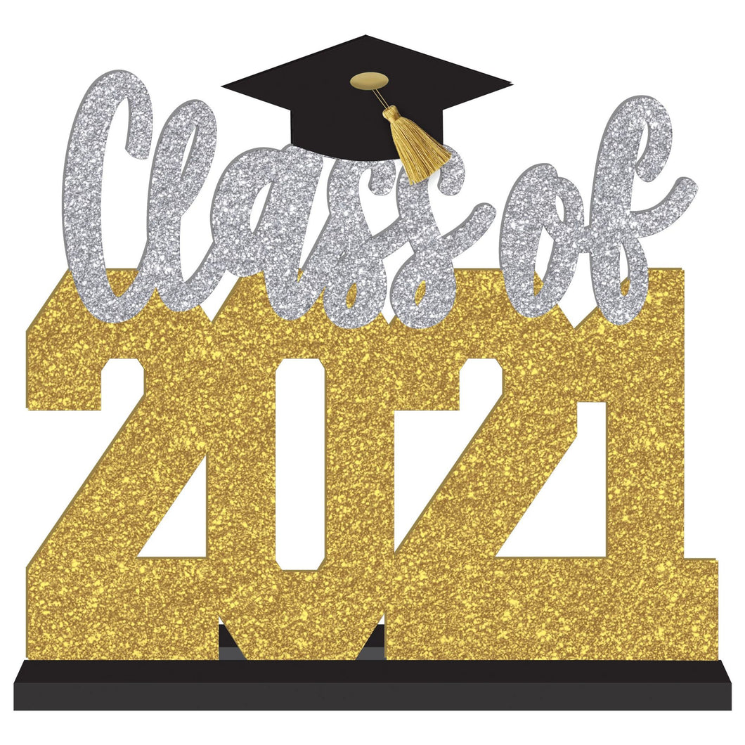 Class of 2021 Stand Up Sign - Black, Silver, Gold