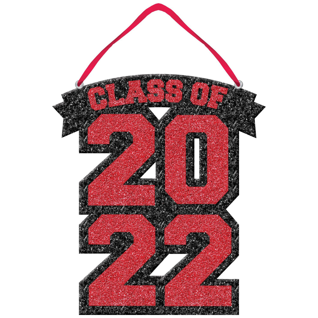 Class of 2022 Glitter Foam Sign - Red