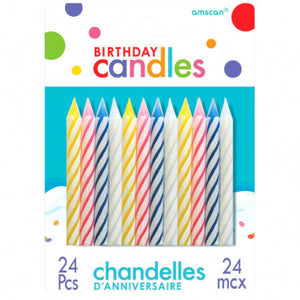 Assorted Candy Stripe Spiral Candles