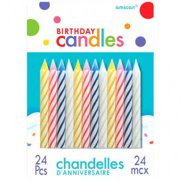 Assorted Candy Stripe Spiral Candles