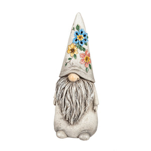 Battery Operated LED Gnome and Florals Garden Statuary