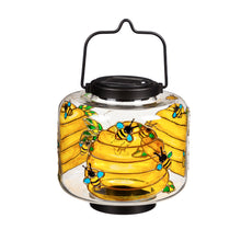 Load image into Gallery viewer, Solar Glass Lantern with Bee Hive Art
