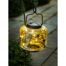 Load image into Gallery viewer, Solar Glass Lantern with Bee Hive Art
