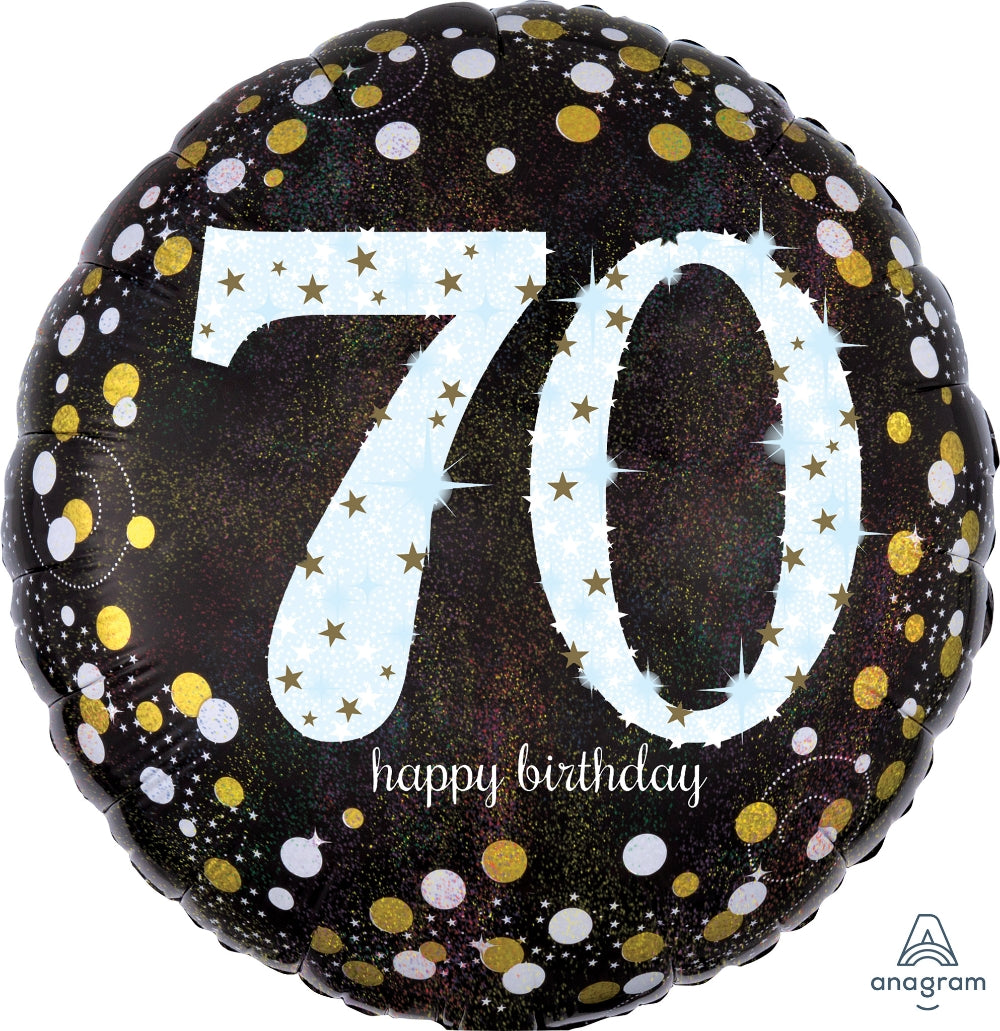 70th Sparkling Birthday 18" Mylar Balloon