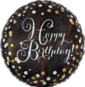 18" Black and Metallic Birthday Mylar