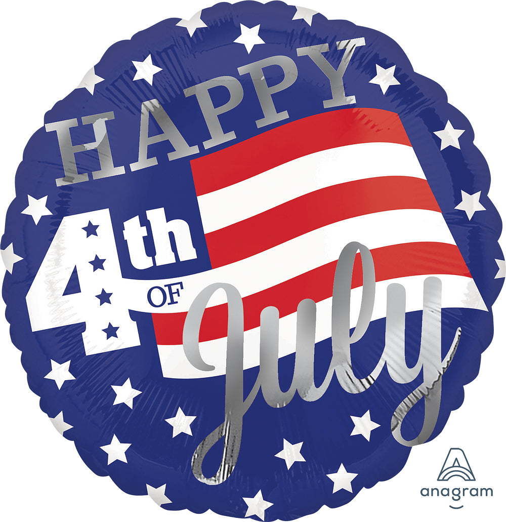 18" Happy 4th Stars & Stripes Mylar