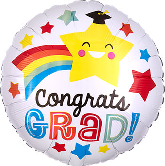 18" Happy Grad Rainbow Star Mylar