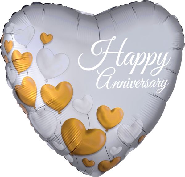 18" Anniversary Platinum Heart Mylar