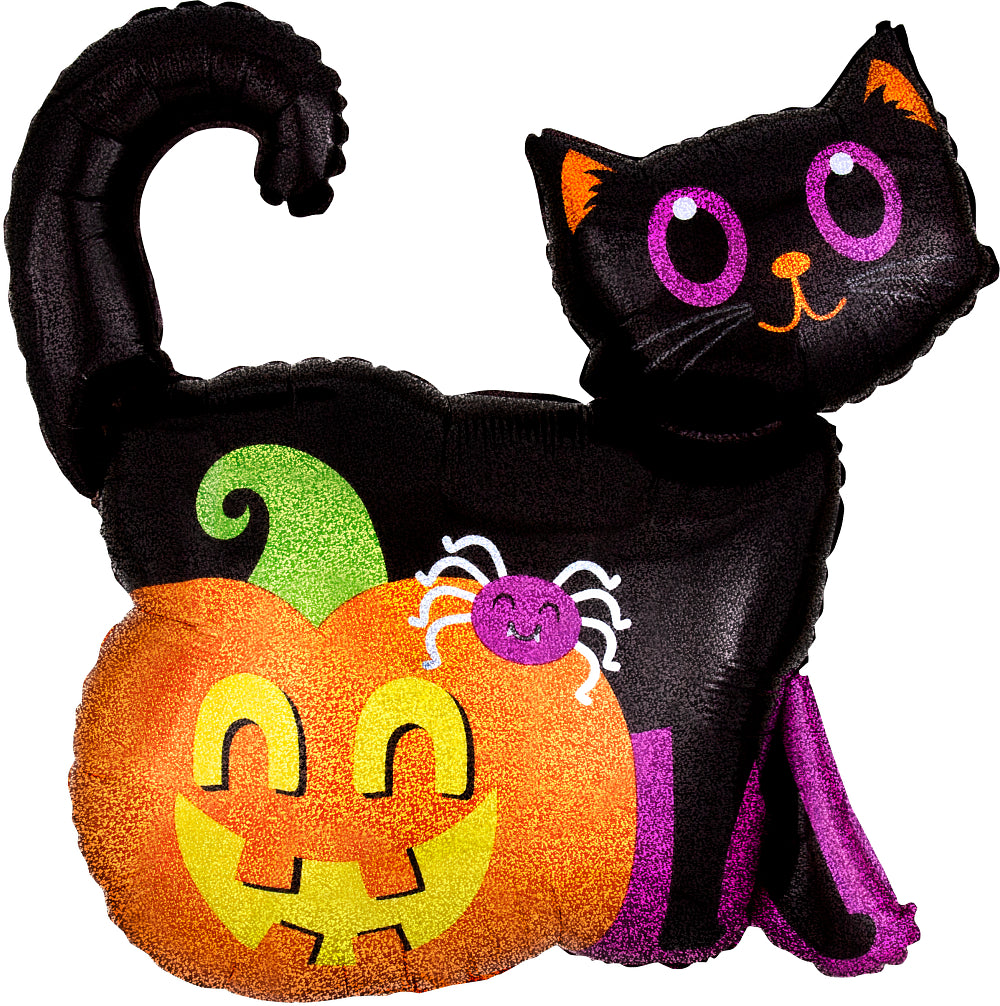 Supershape Black Cat & Pumpkin Mylar