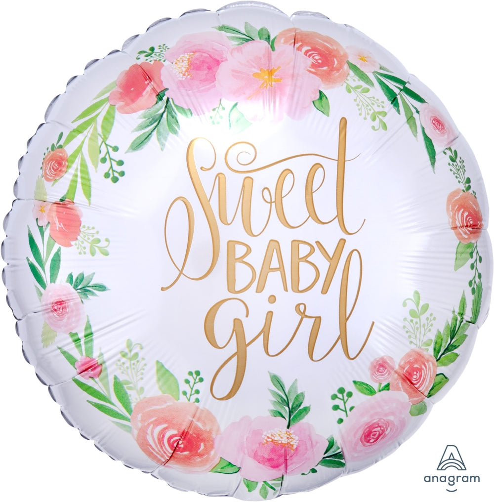 18" Floral Baby Girl Balloon