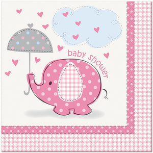 Umbrellaphants Pink Baby Shower Paper Goods