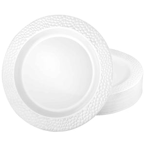 9" White Pebbled Plates
