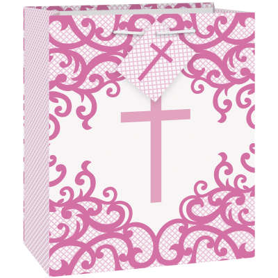 Fancy Pink Cross Medium Gift Bag