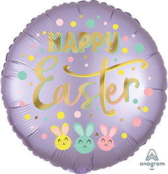 18" Satin Happy Easter Bunny Trio Balloon