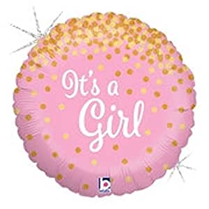 18" It's A Girl Gold Confetti Balloon