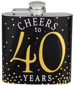 "Cheers to 40 Years" Flask