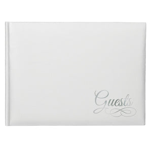 White Paper Guest Book w/Silver Detail