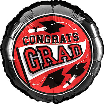 18" Grad Caps Mylar - Red