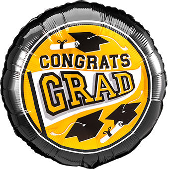 18" Grad Caps Mylar - Gold