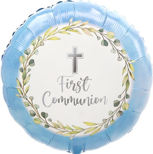 18" Blue "First Communion" Mylar