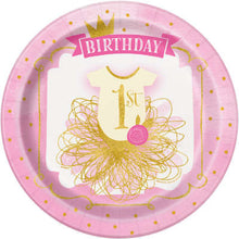 Load image into Gallery viewer, First Birthday Pink &amp; Gold Tutu Tableware Pattern
