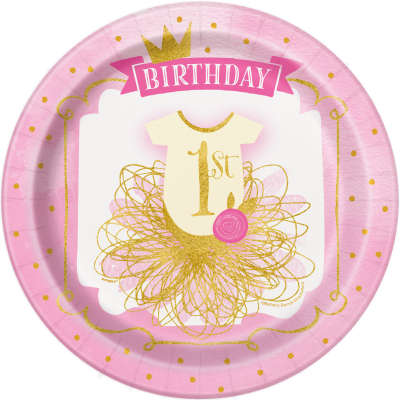 First Birthday Pink & Gold Tutu Tableware Pattern