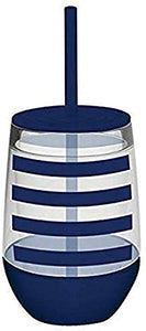Stemless Tumbler with Lid & Straw - Navy Stripe
