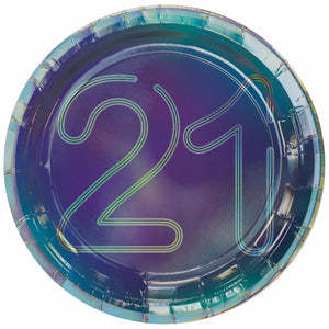 21st Birthday 7" Round Iridescent Plate